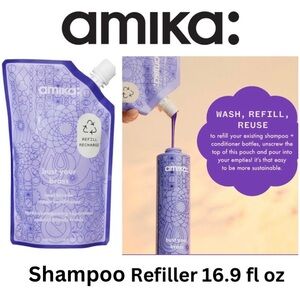 NEW amika Bust Your Brass Blonde Purple Shampoo Refiller 16.9 fl oz